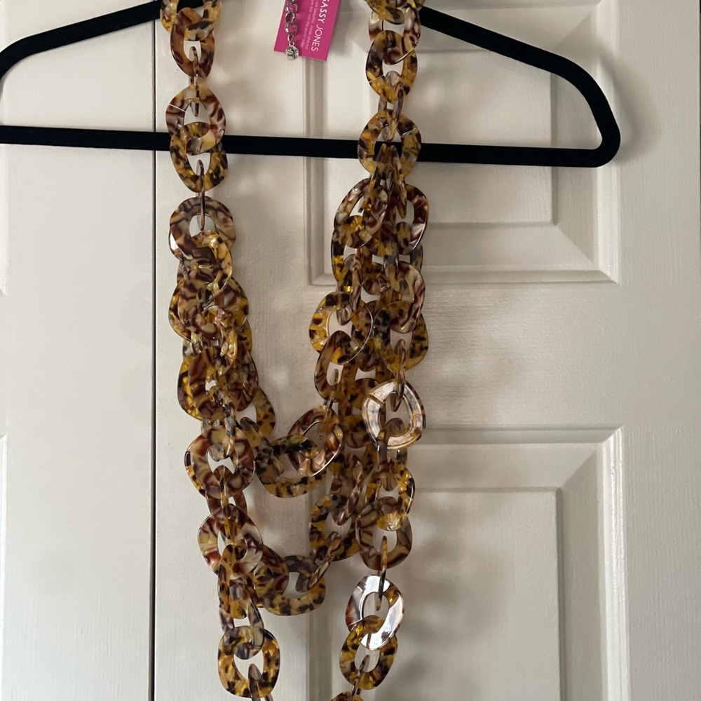 Sassy Jones Multitone Tortoiseshell Chain Necklace in Brown and Amber - Picture 3 of 3